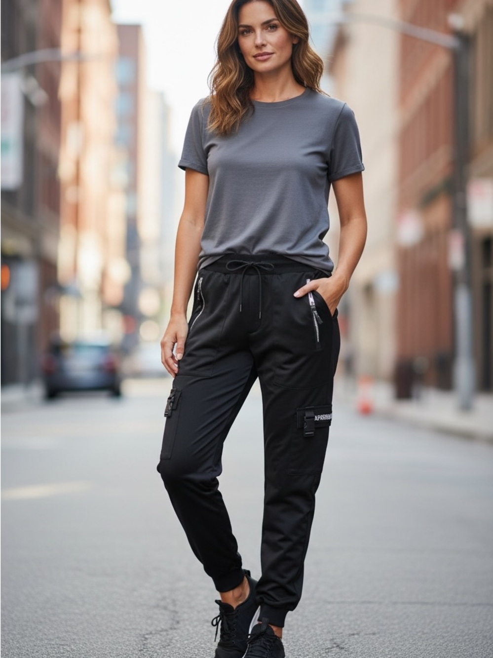 Women's Black Cargo Jogger Pants - Unbranded
